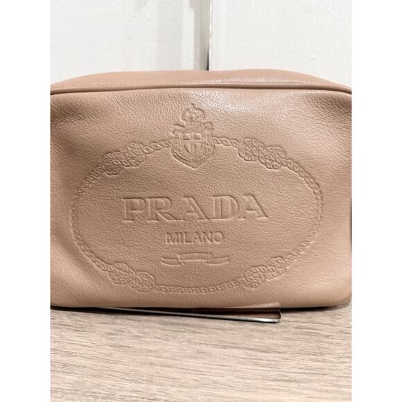 Prada Milano Beige Leather Logo Embossed Camera Crossbody Bag - Picture 10 of 15